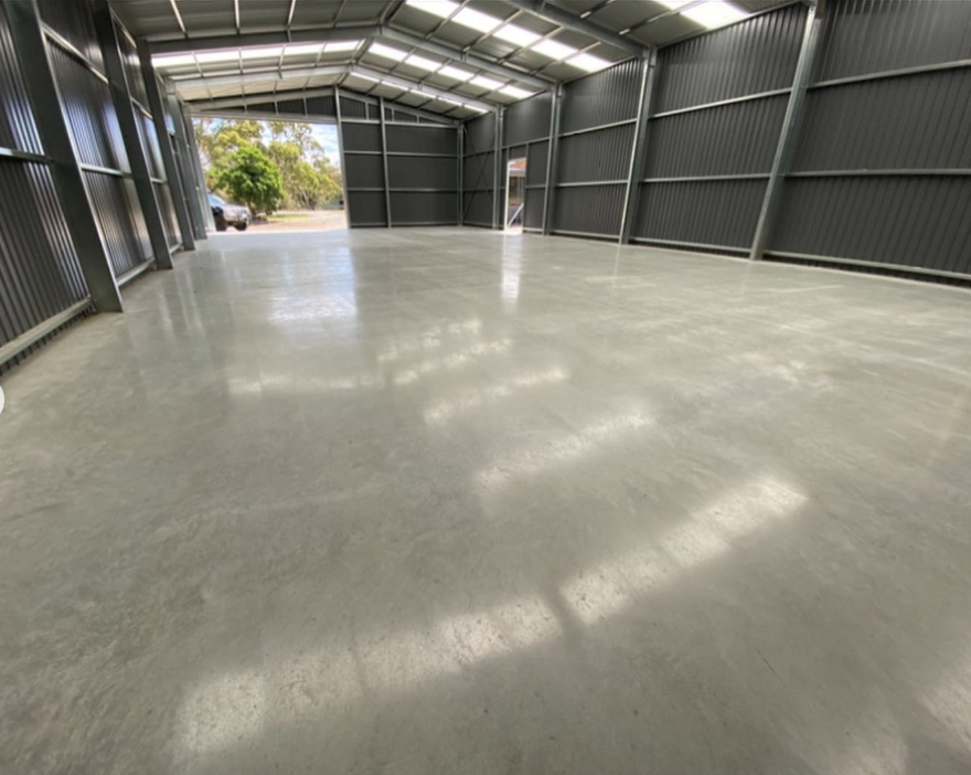 Sealed and polished shed pad in Onkaparinga